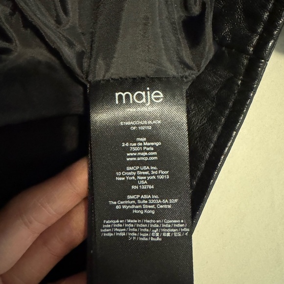 Maje 100% Lamb Leather Crop Jacket Size Small - Picture 5 of 8